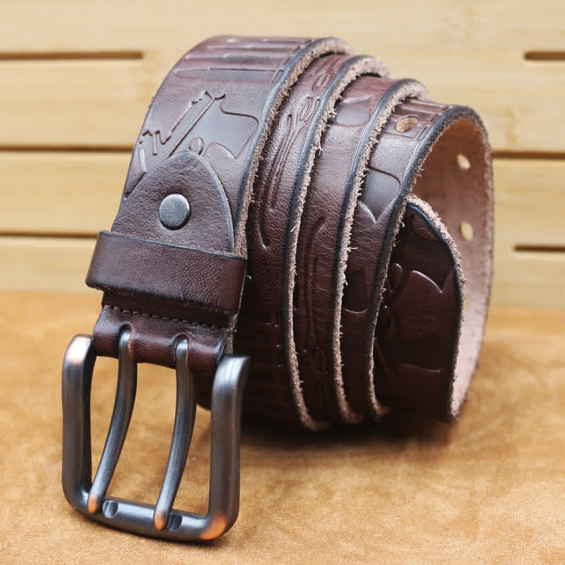 Ceinture en cuir avec lettre anglaise en relief et balle de pistolet