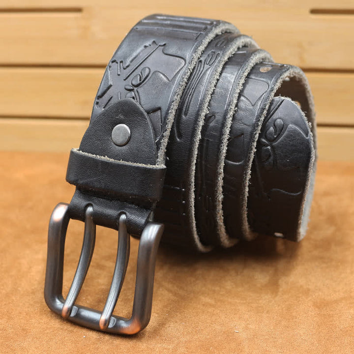 Ceinture en cuir avec lettre anglaise en relief et balle de pistolet