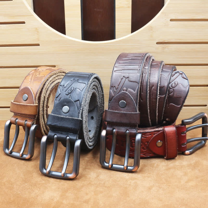 Ceinture en cuir avec lettre anglaise en relief et balle de pistolet