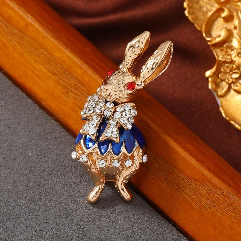 Broche en forme de lapin en strass émaillé mignon, accessoires pour chemise