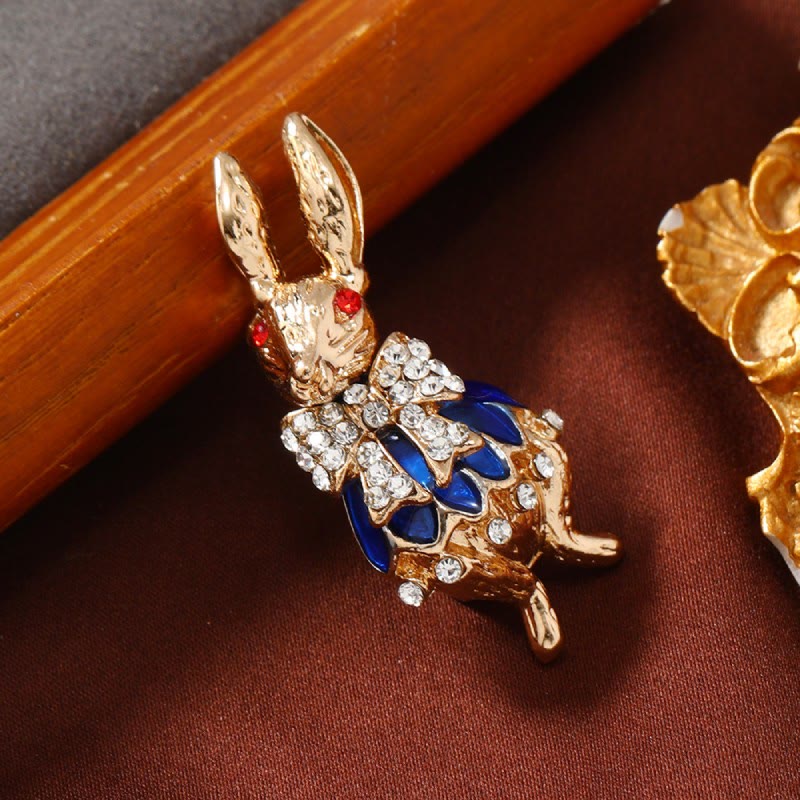 Broche en forme de lapin en strass émaillé mignon, accessoires pour chemise