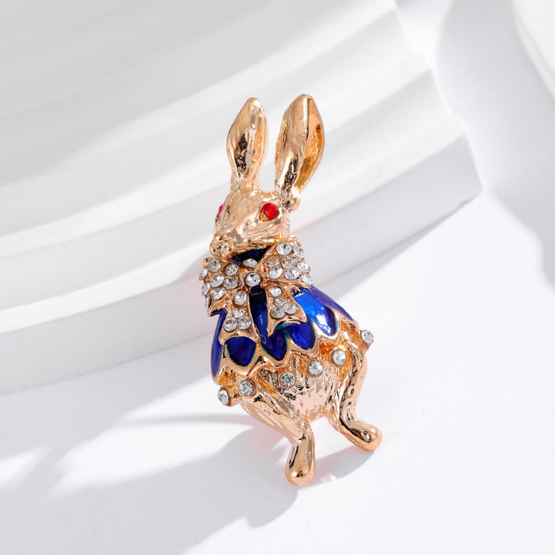 Broche en forme de lapin en strass émaillé mignon, accessoires pour chemise