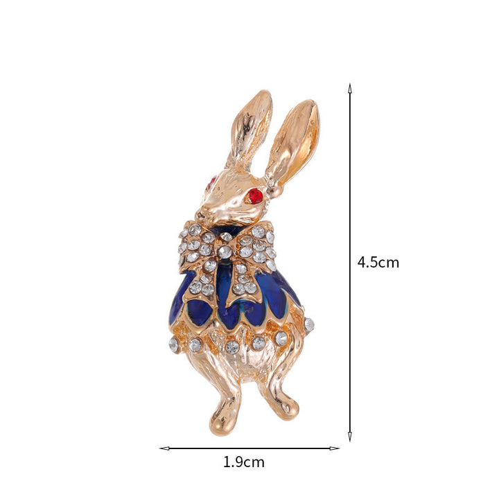 Broche en forme de lapin en strass émaillé mignon, accessoires pour chemise