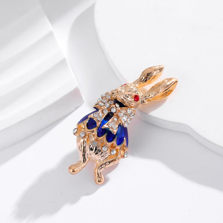 Broche en forme de lapin en strass émaillé mignon, accessoires pour chemise