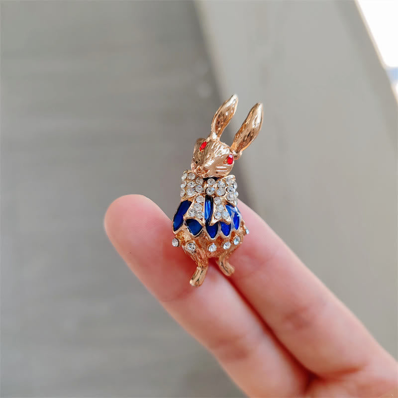 Broche en forme de lapin en strass émaillé mignon, accessoires pour chemise