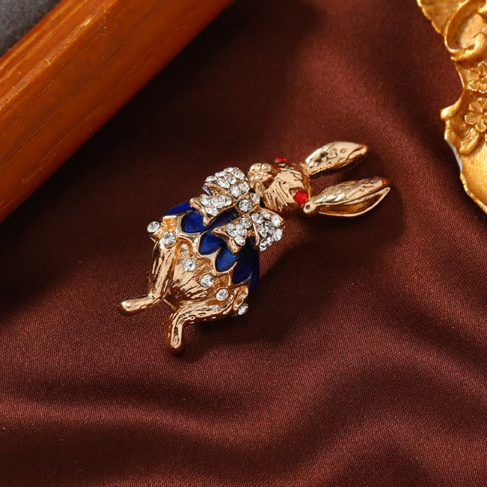Broche en forme de lapin en strass émaillé mignon, accessoires pour chemise