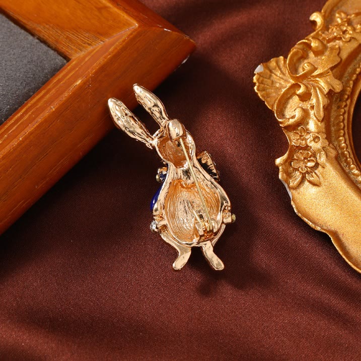 Broche en forme de lapin en strass émaillé mignon, accessoires pour chemise