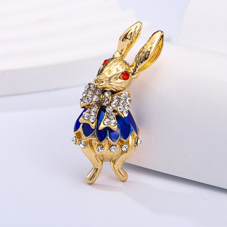 Broche en forme de lapin en strass émaillé mignon, accessoires pour chemise