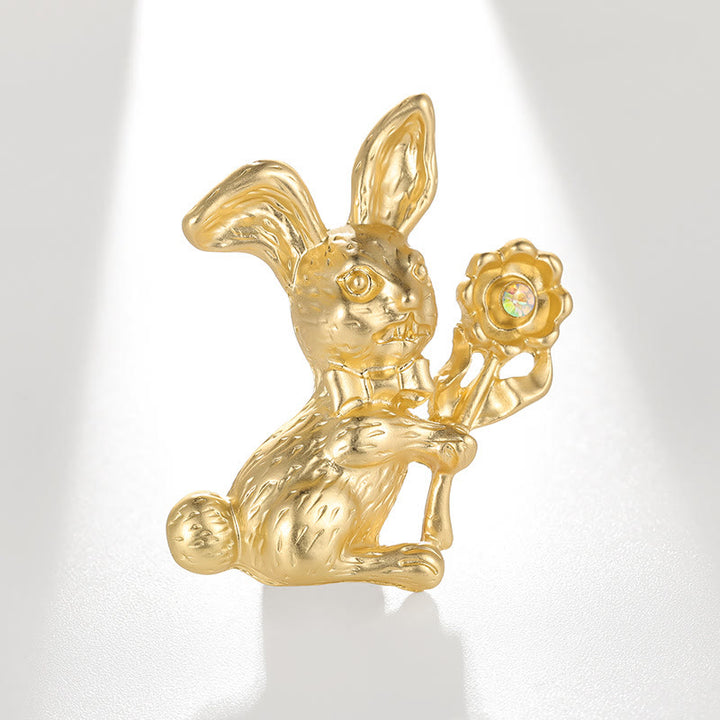 Broche vintage en forme de lapin avec tournesols, accessoires pour chemises