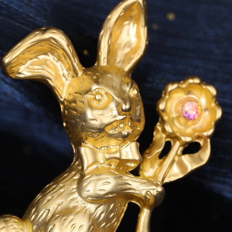Broche vintage en forme de lapin avec tournesols, accessoires pour chemises
