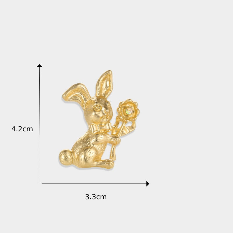 Broche vintage en forme de lapin avec tournesols, accessoires pour chemises