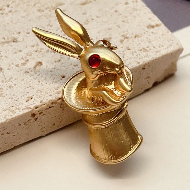 Broche vintage en forme de lapin pour bébé, accessoires de chemise dorés