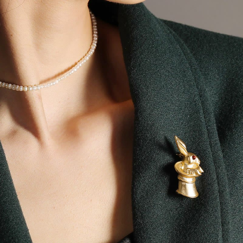 Broche vintage en forme de lapin pour bébé, accessoires de chemise dorés