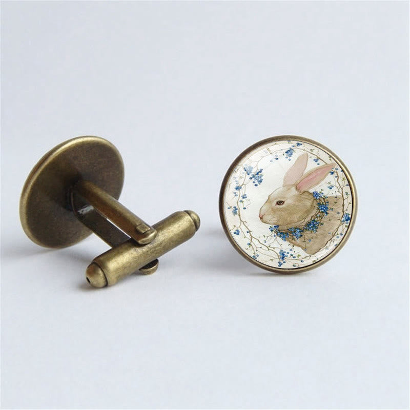 Lot de 1 paire de boutons de manchette Bunny Time Gem pour homme