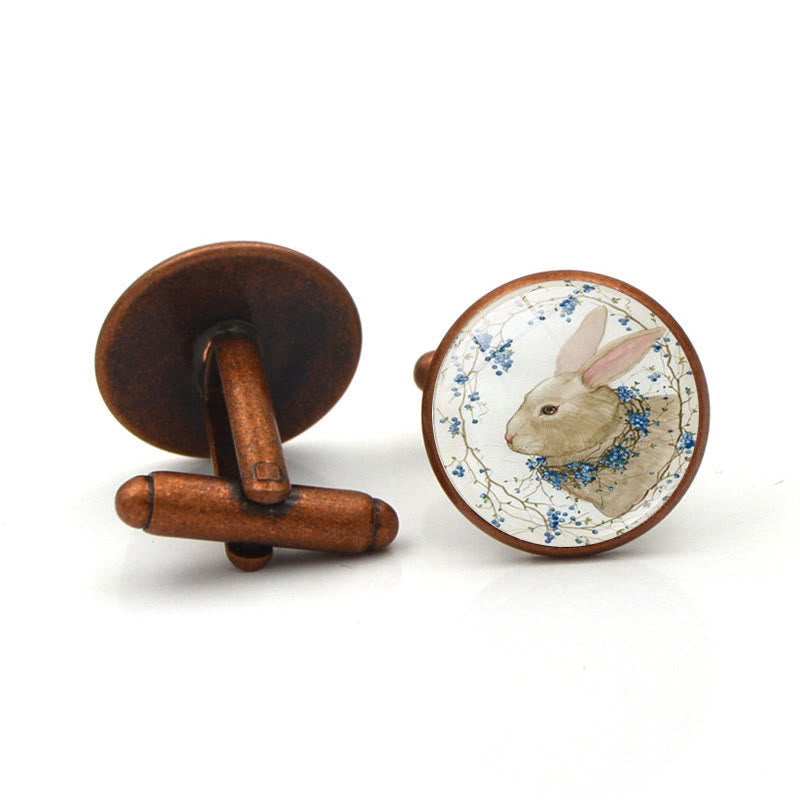 Lot de 1 paire de boutons de manchette Bunny Time Gem pour homme - Cuivre rouge - image 6