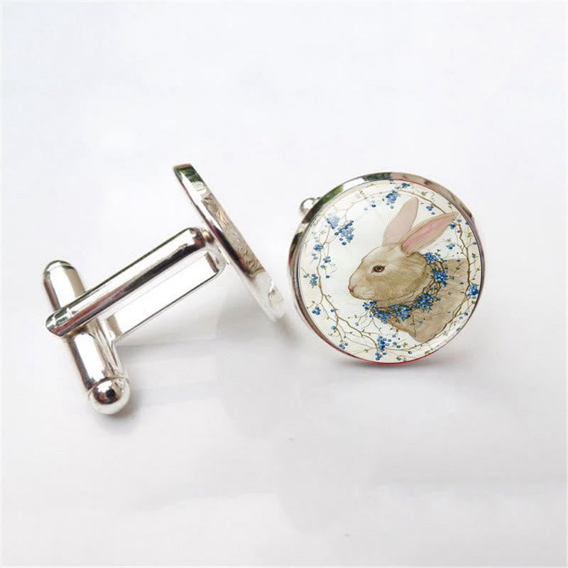 Lot de 1 paire de boutons de manchette Bunny Time Gem pour homme