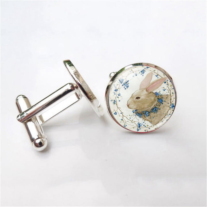Lot de 1 paire de boutons de manchette Bunny Time Gem pour homme
