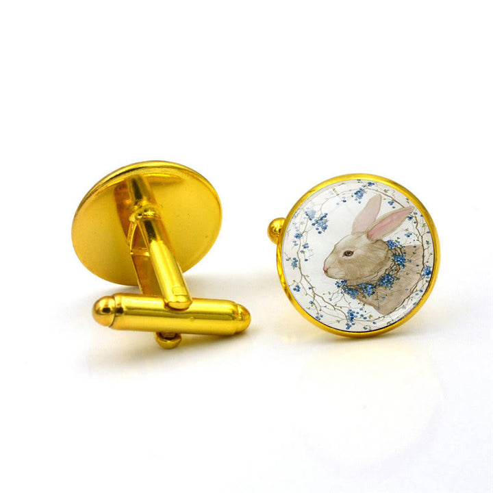 Lot de 1 paire de boutons de manchette Bunny Time Gem pour homme - Or - image 7