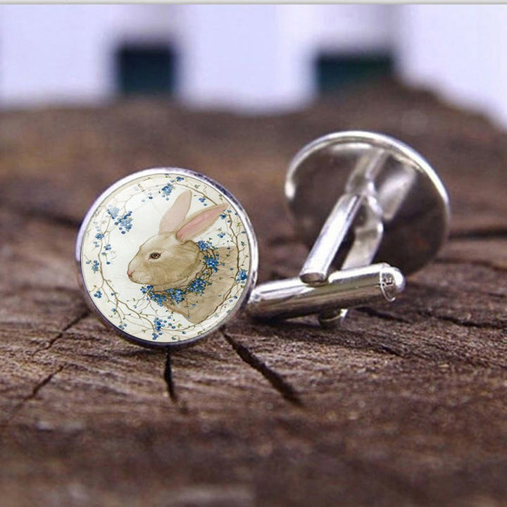 Lot de 1 paire de boutons de manchette Bunny Time Gem pour homme - Argent - image 0