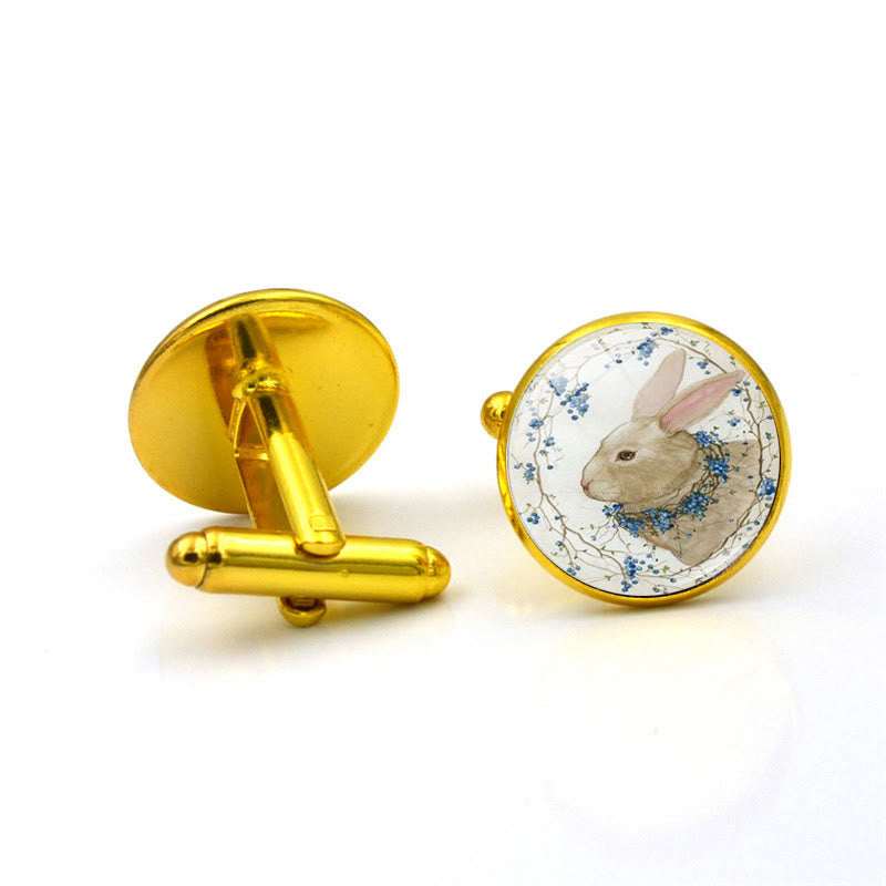 Lot de 1 paire de boutons de manchette Bunny Time Gem pour homme