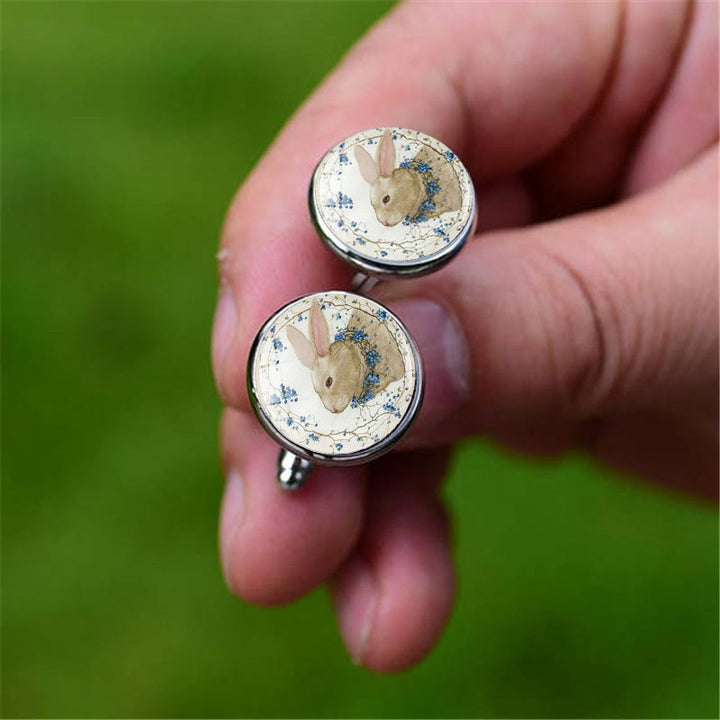 Lot de 1 paire de boutons de manchette Bunny Time Gem pour homme