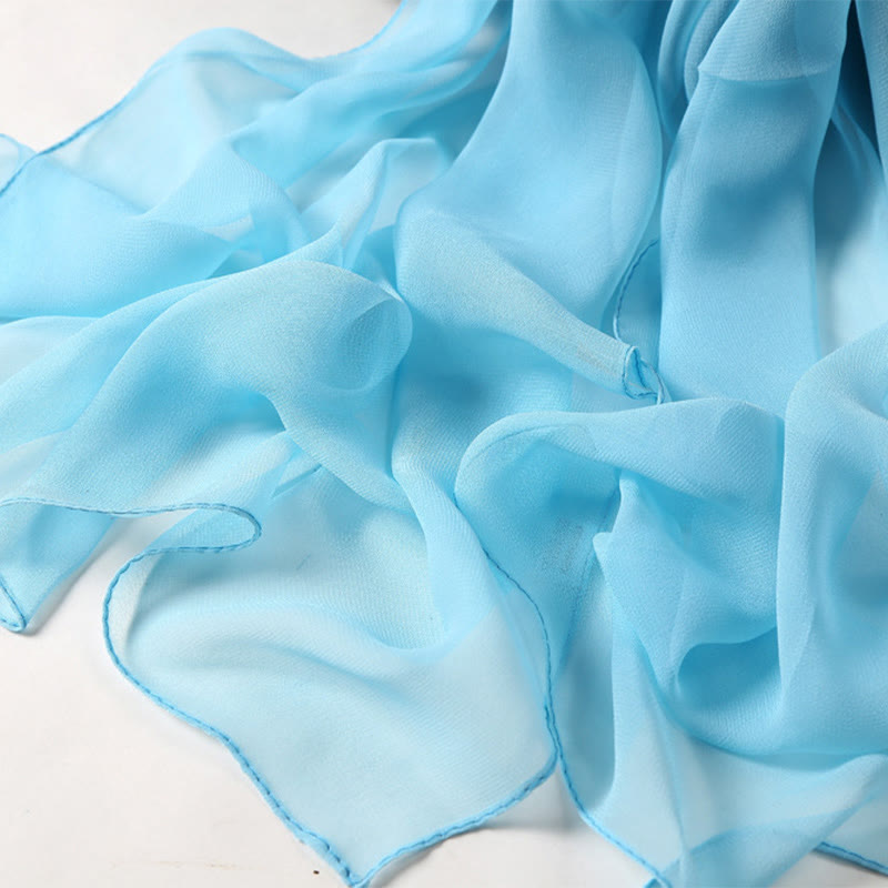 Écharpe fine en mousseline de soie de couleur unie pour l'été