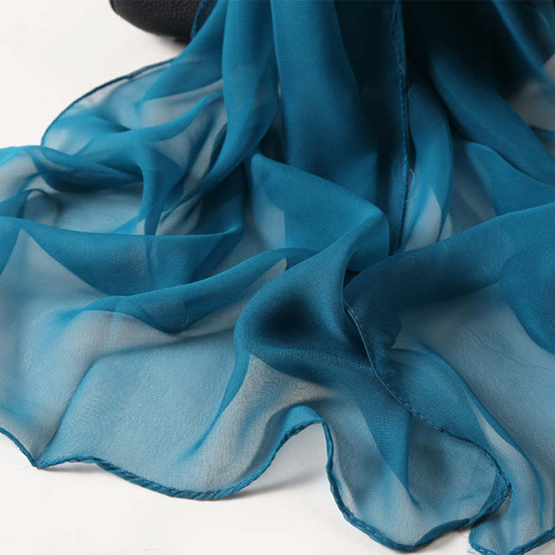 Écharpe fine en mousseline de soie de couleur unie pour l'été