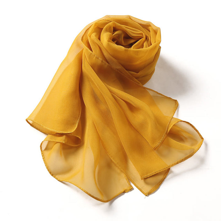 Écharpe fine en mousseline de soie de couleur unie pour l'été
