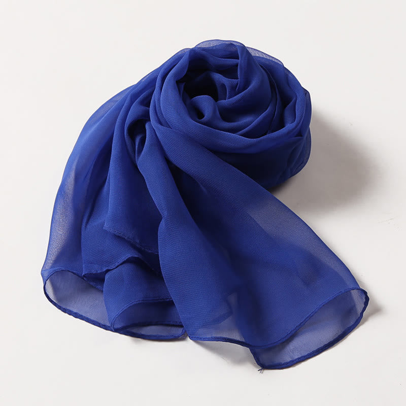 Écharpe fine en mousseline de soie de couleur unie pour l'été