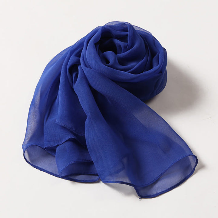 Écharpe fine en mousseline de soie de couleur unie pour l'été