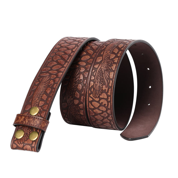 Ceinture en cuir à imprimé crocodile vintage pour homme