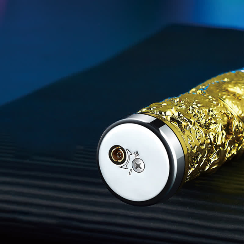Briquet au butane rechargeable cylindrique à LED Dragon Creative
