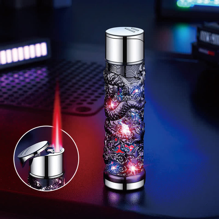 Briquet au butane rechargeable cylindrique à LED Dragon Creative