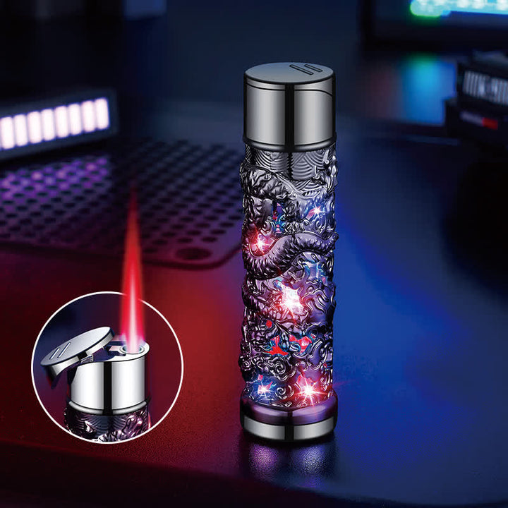 Briquet au butane rechargeable cylindrique à LED Dragon Creative