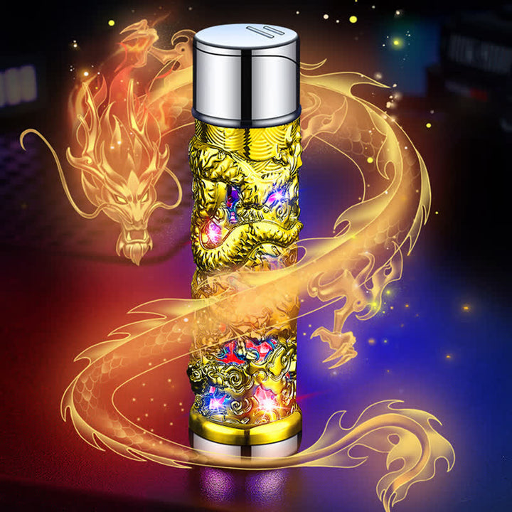 Briquet au butane rechargeable cylindrique à LED Dragon Creative
