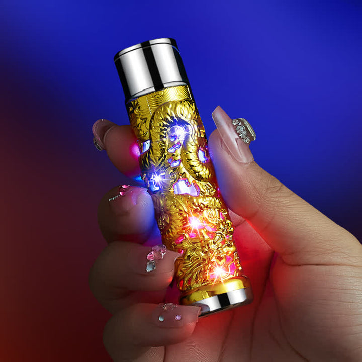 Briquet au butane rechargeable cylindrique à LED Dragon Creative