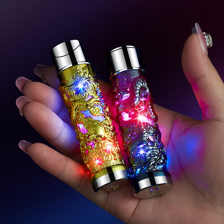 Briquet au butane rechargeable cylindrique à LED Dragon Creative