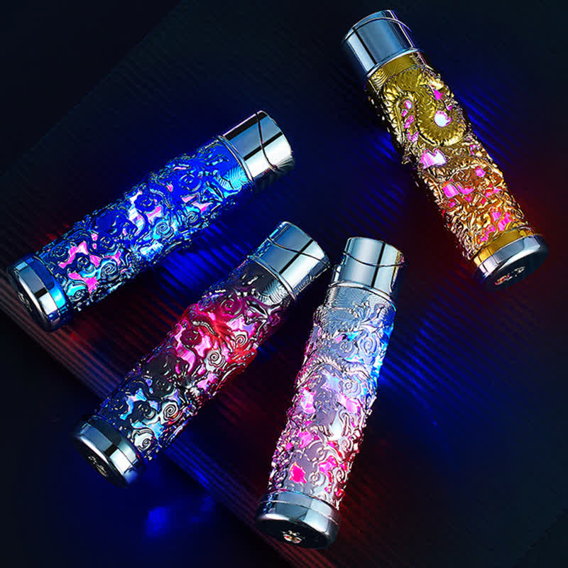Briquet au butane rechargeable cylindrique à LED Dragon Creative