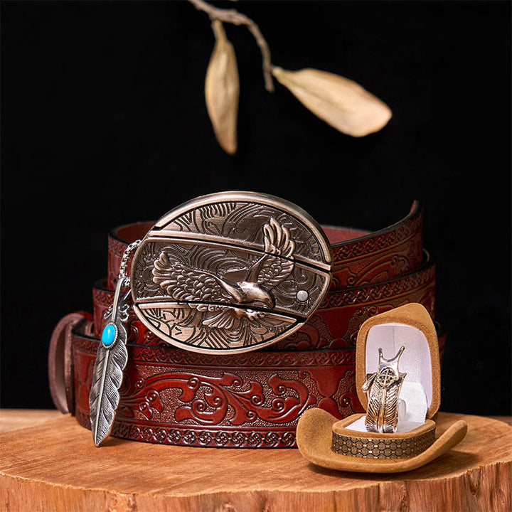 Ensemble de boucles de ceinture à couteau caché Eagle DIY avec anneau en plumes