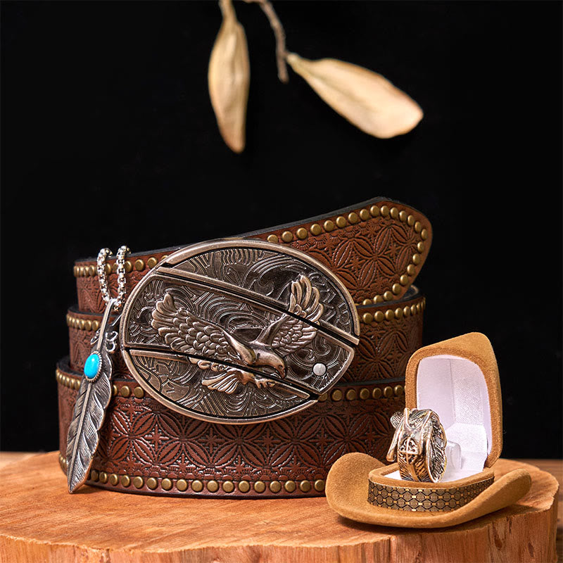 Ensemble de boucles de ceinture à couteau caché Eagle DIY avec anneau en plumes