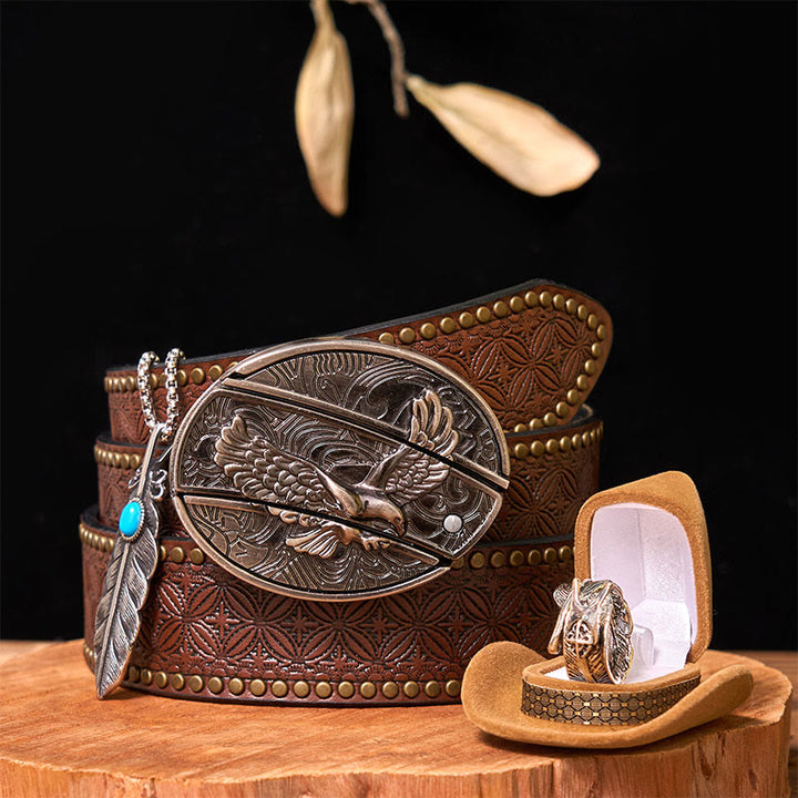 Ensemble de boucles de ceinture à couteau caché Eagle DIY avec anneau en plumes