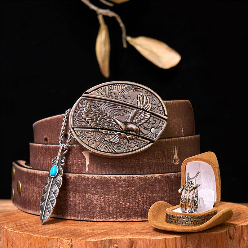 Ensemble de boucles de ceinture à couteau caché Eagle DIY avec anneau en plumes