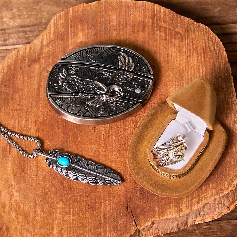 Ensemble de boucles de ceinture à couteau caché Eagle DIY avec anneau en plumes