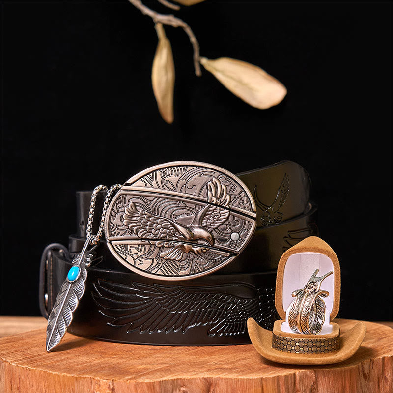 Ensemble de boucles de ceinture à couteau caché Eagle DIY avec anneau en plumes