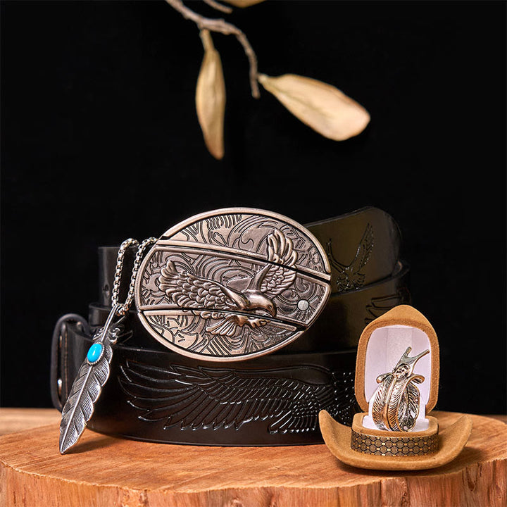 Ensemble de boucles de ceinture à couteau caché Eagle DIY avec anneau en plumes
