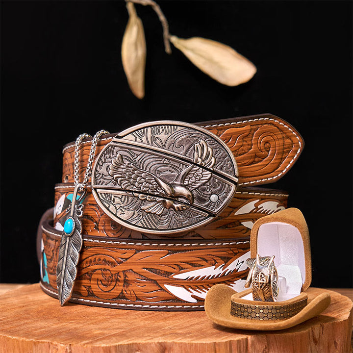 Ensemble de boucles de ceinture à couteau caché Eagle DIY avec anneau en plumes
