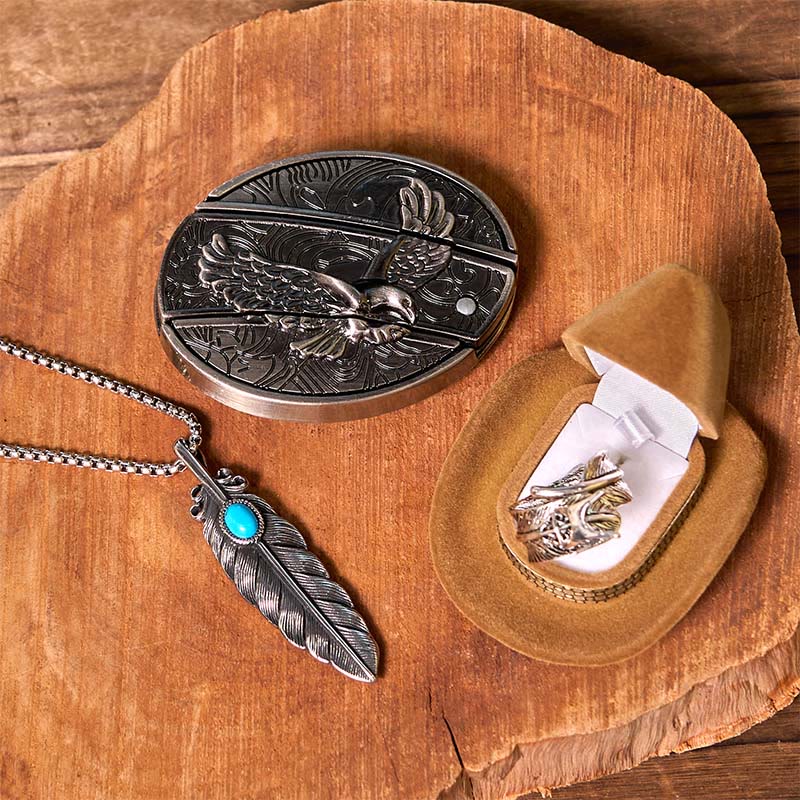 Ensemble de boucles de ceinture à couteau caché Eagle DIY avec anneau en plumes