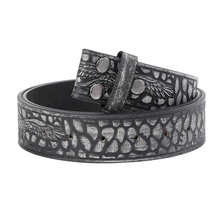 Ceinture en cuir à imprimé crocodile noir pour homme avec motif aigle