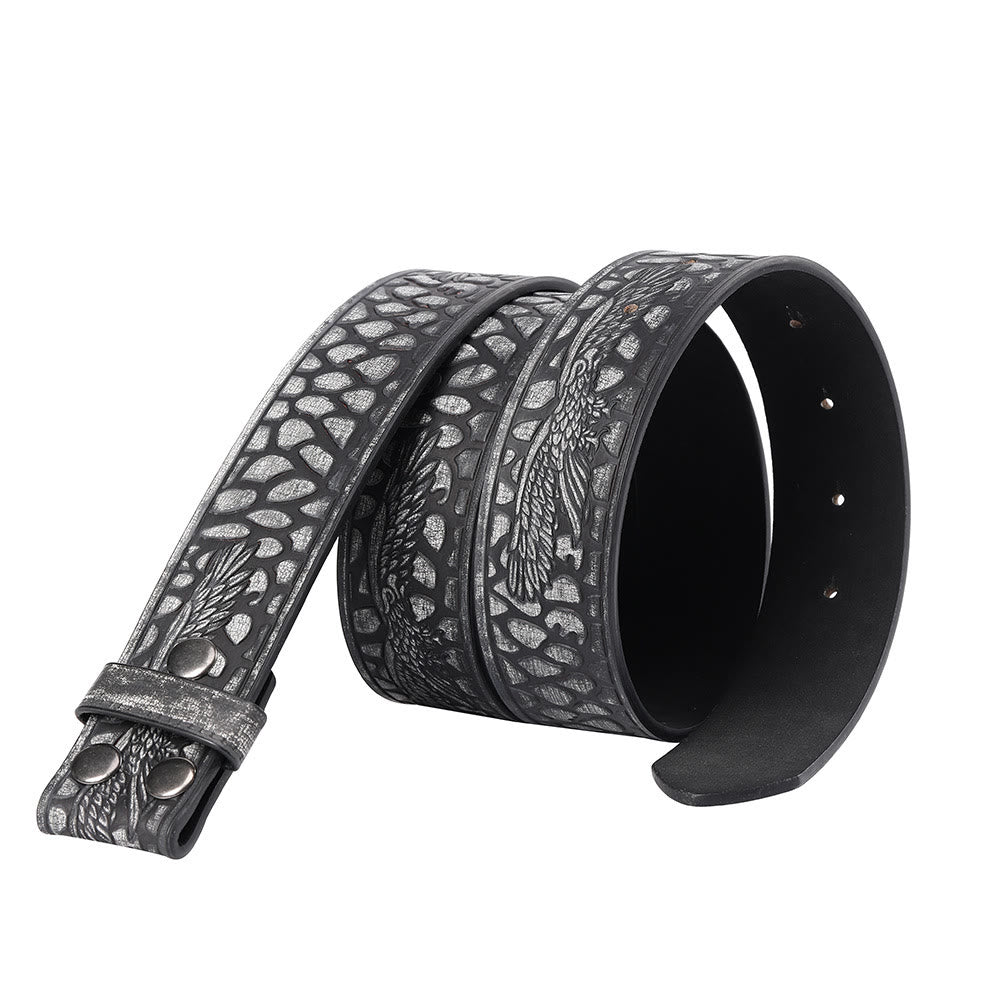Ceinture en cuir à imprimé crocodile noir pour homme avec motif aigle
