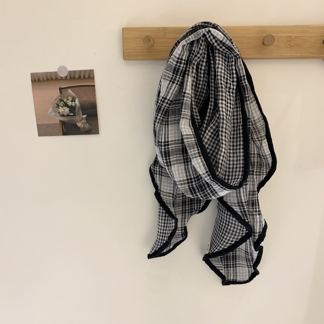 Écharpe fine à carreaux en coton et lin doux de printemps
